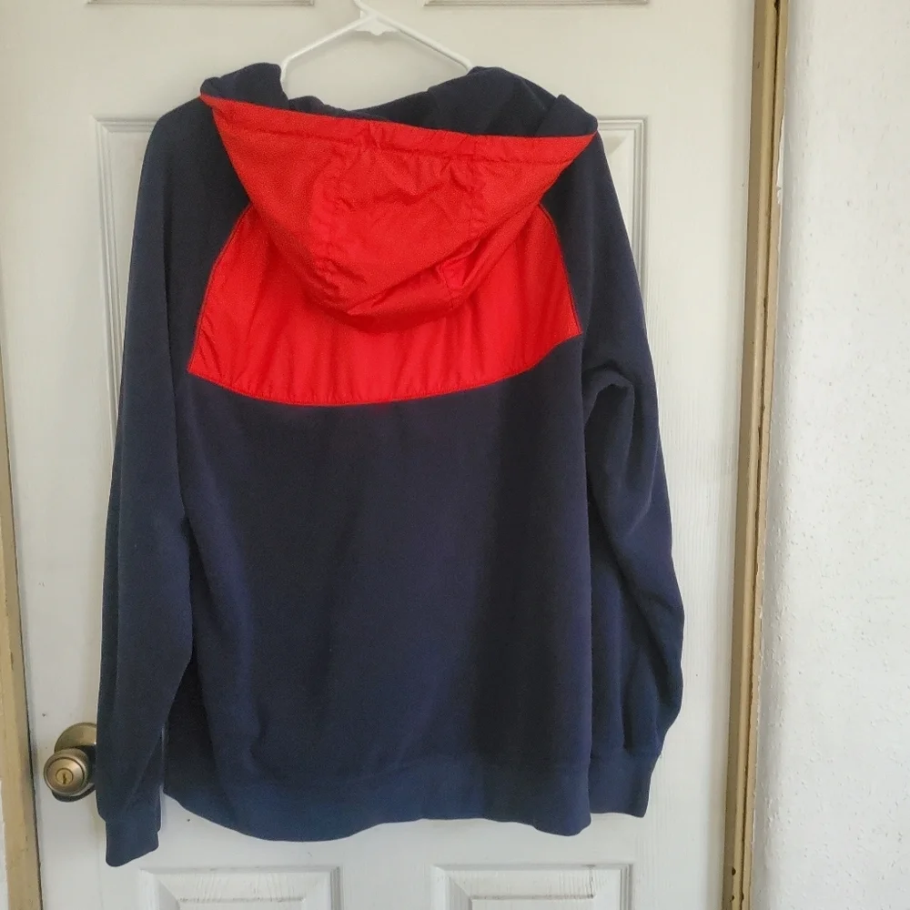 Nike Sportswear Polar Fleece Full Zip Up Navy and Red Hoodie, Size Large